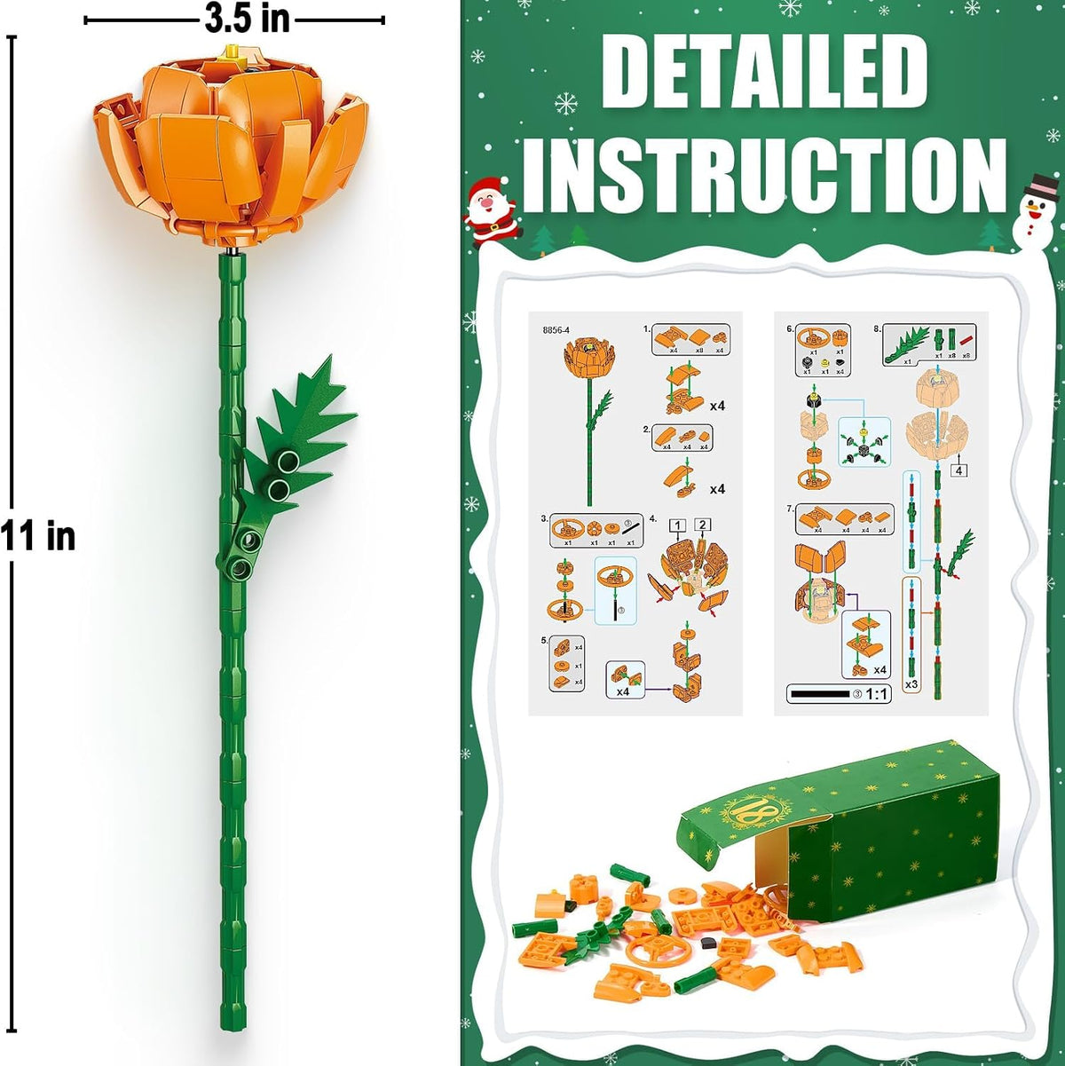 24-Day Flower Bouquet Building Blocks Advent Calendar – 24 Different Flowers Christmas Countdown Building Set