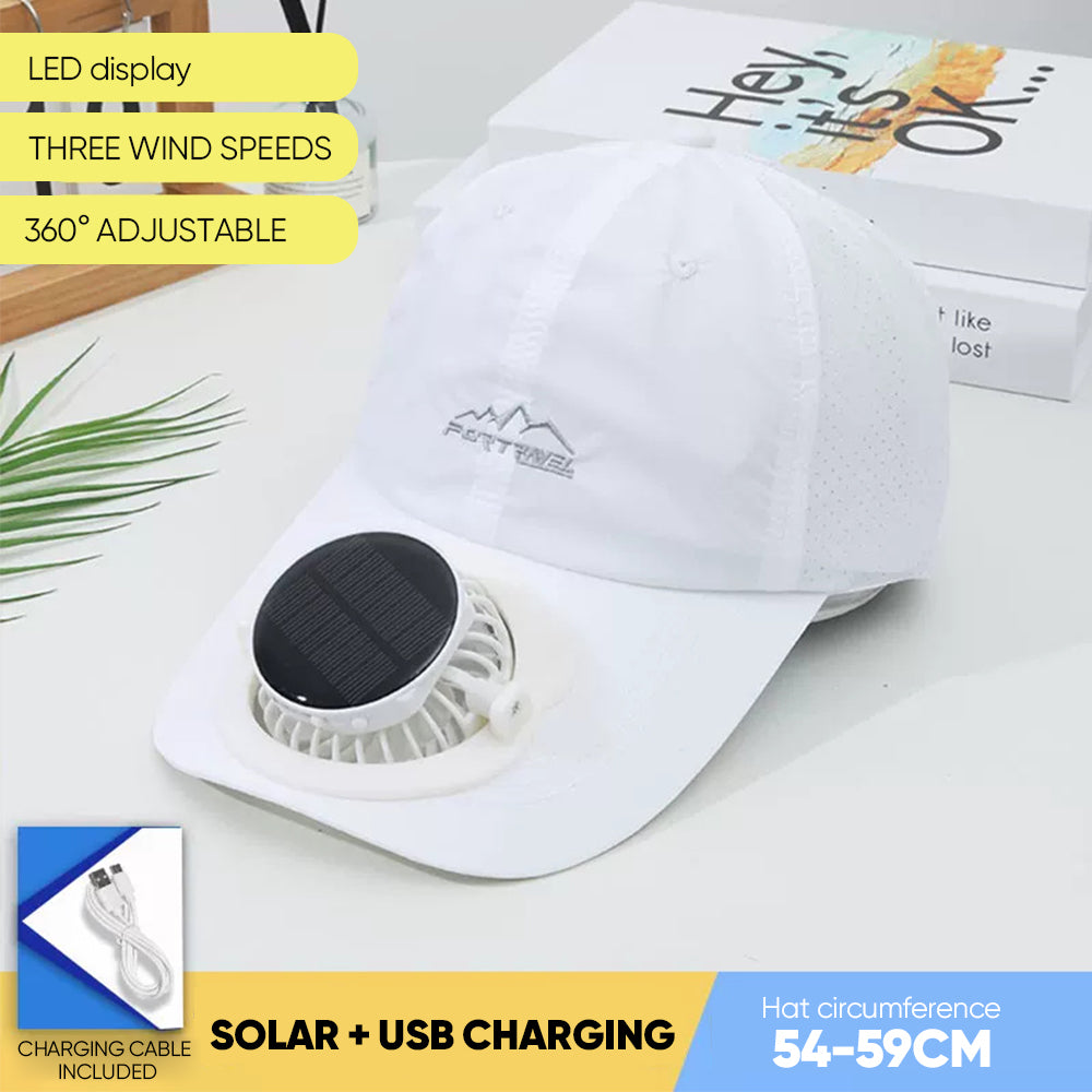 Summer Solar-Powered Digital Display Fan Baseball Cap