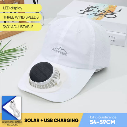 Summer Solar-Powered Digital Display Fan Baseball Cap