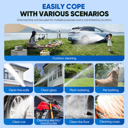TYIIPLUS™ Portable Mini Cordless Car Pressure Washer Guns | Foldable & Dual Power Supply