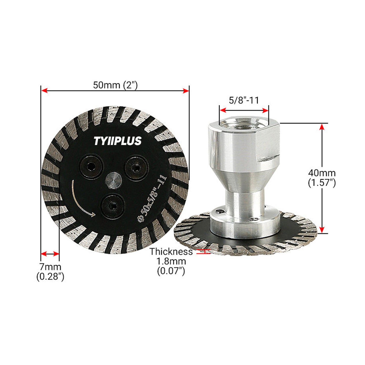 Professional 50mm (2") Diamond Grinding & Cutting Disc with RemovabIe FIange for Tile & Stone
