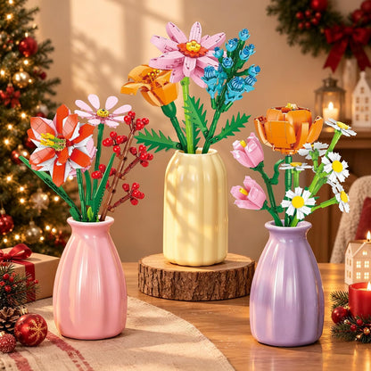 24-Day Flower Bouquet Building Blocks Advent Calendar – 24 Different Flowers Christmas Countdown Building Set