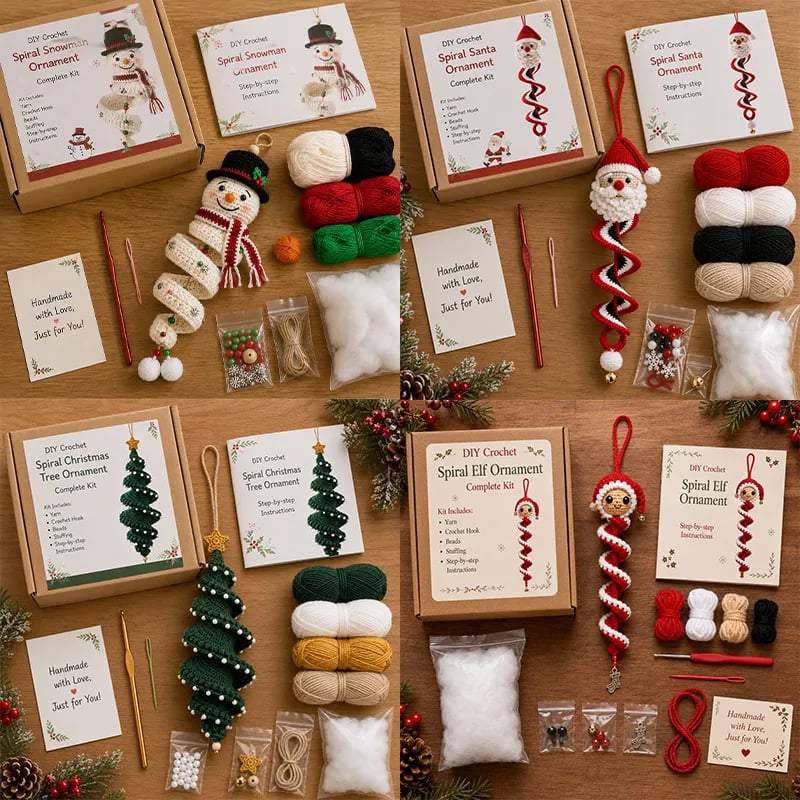 ☃️ Crochet Snowman Spiral Ornament DIY Kit