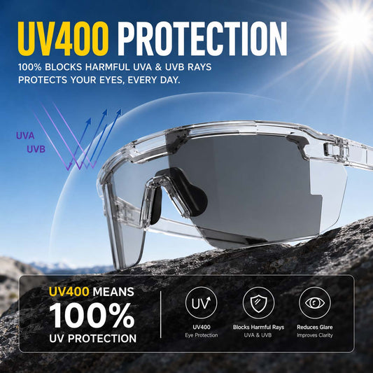 ☀️UV400 Photochromic Polarized Safety Glasses – 🥇Impact Resistant Outdoor Sports & Work Eyewear