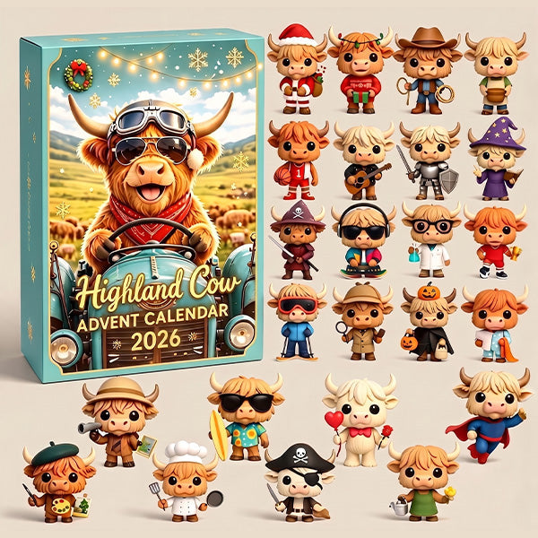 🐮 2026 Highland Cow Advent Calendar – 24 Days of Cute 3D Mini Figurines