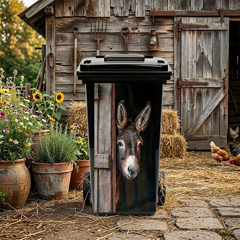 🐮 Highland Cow Floral Print Trash Can Sticker