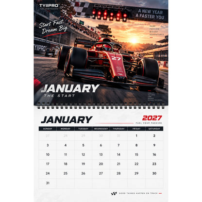 🏎️TYII™ 2027 Motorsport Racing Calendar – 12-Month Wall Calendar, 11 × 8.5 Inch Racing Car Calendar for Motorsport Fans
