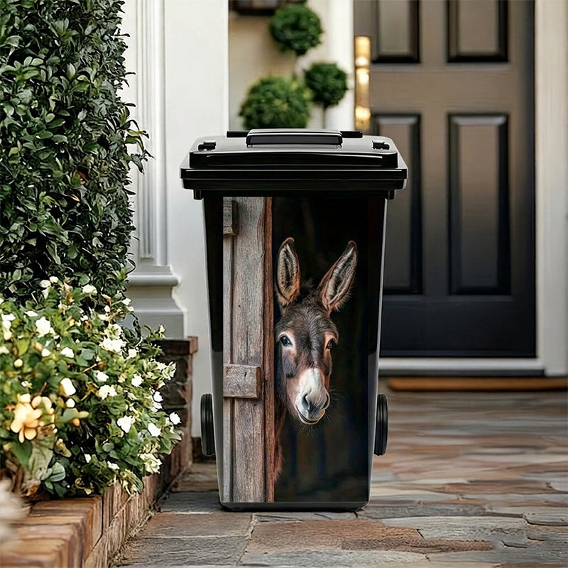 🐮 Highland Cow Floral Print Trash Can Sticker