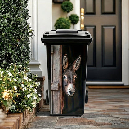 🐮 Highland Cow Floral Print Trash Can Sticker