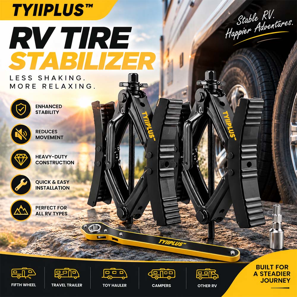 TYIIPLUS™ RV Tire Stabilizer – X-Shaped Dual Tire Chock for Travel Trailers, Motorhomes & Campers
