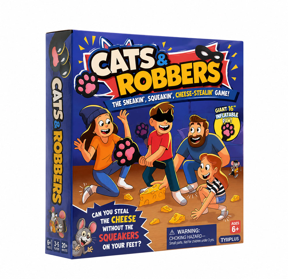 TYIIPLUS™ Cats & Robbers Family Party Game – Squeaky Sneaking Cheese-Stealing Game