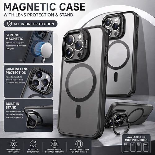 TYIIPLUS™ Magnetic Phone Case with Camera Protection & Built-In Stand
