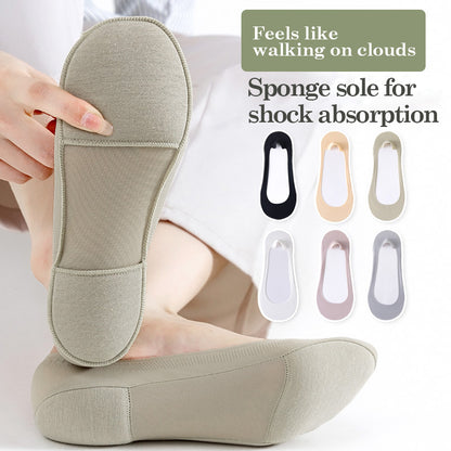 Women's Thickened Sponge-Soled Boat Socks - Sweat-Absorbent, Shock-Proof, Anti-Slip, and Invisible
