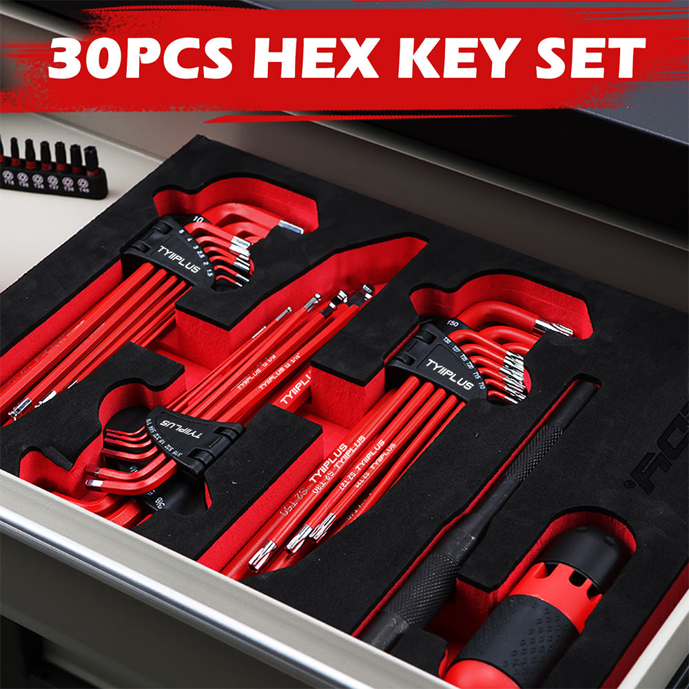 TYIIPLUS 30-Piece Long Arm Ball End L-Hex & Torx Key Set with Grip Handle