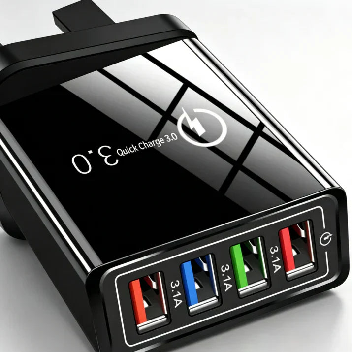⚡️Secret to Faster Phone Performance⚡️Four-Port Travel Charger for Extended Phone Battery Life
