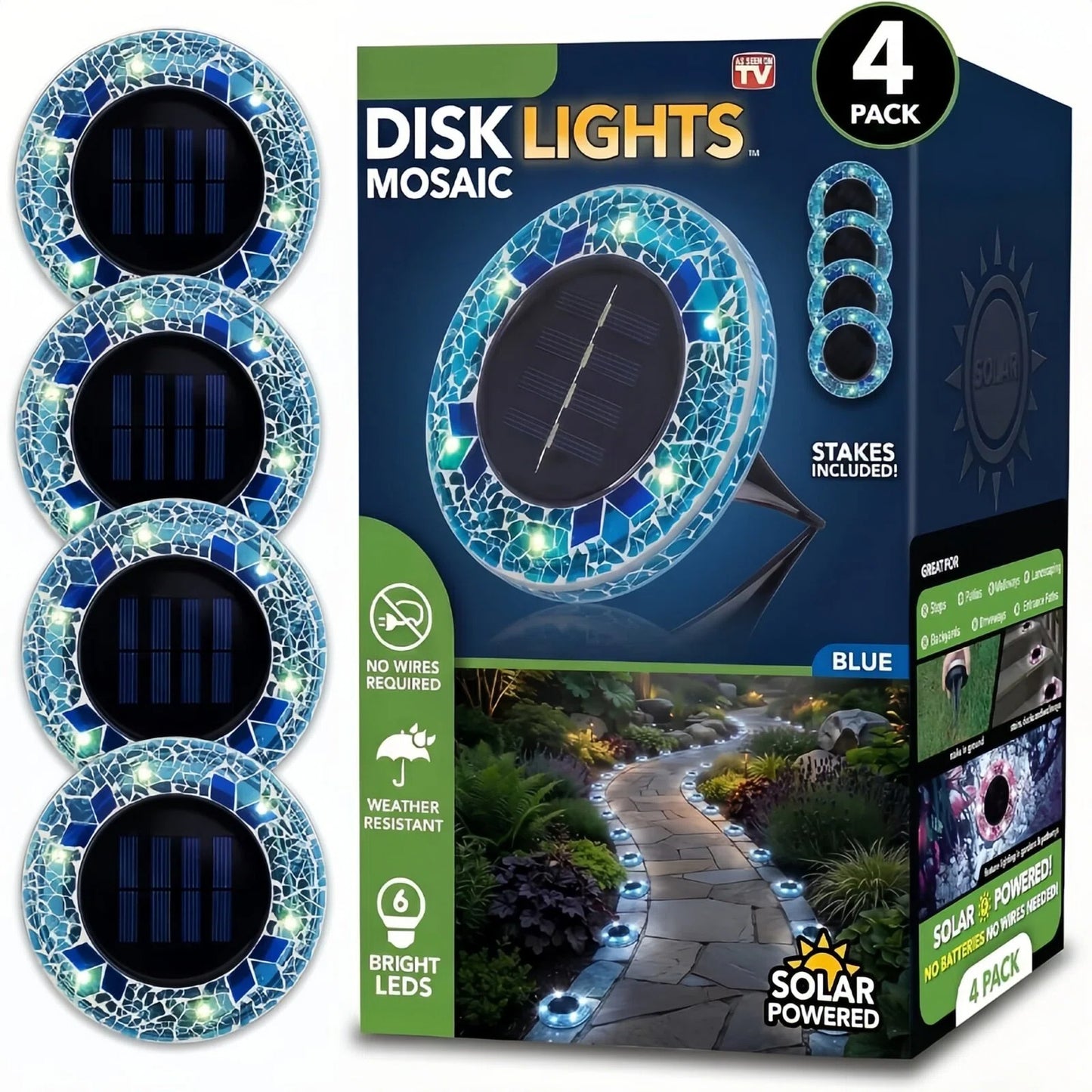 🛋️Solar Mosaic Lights – Waterproof LED Pathway Lights with Auto On/Off
