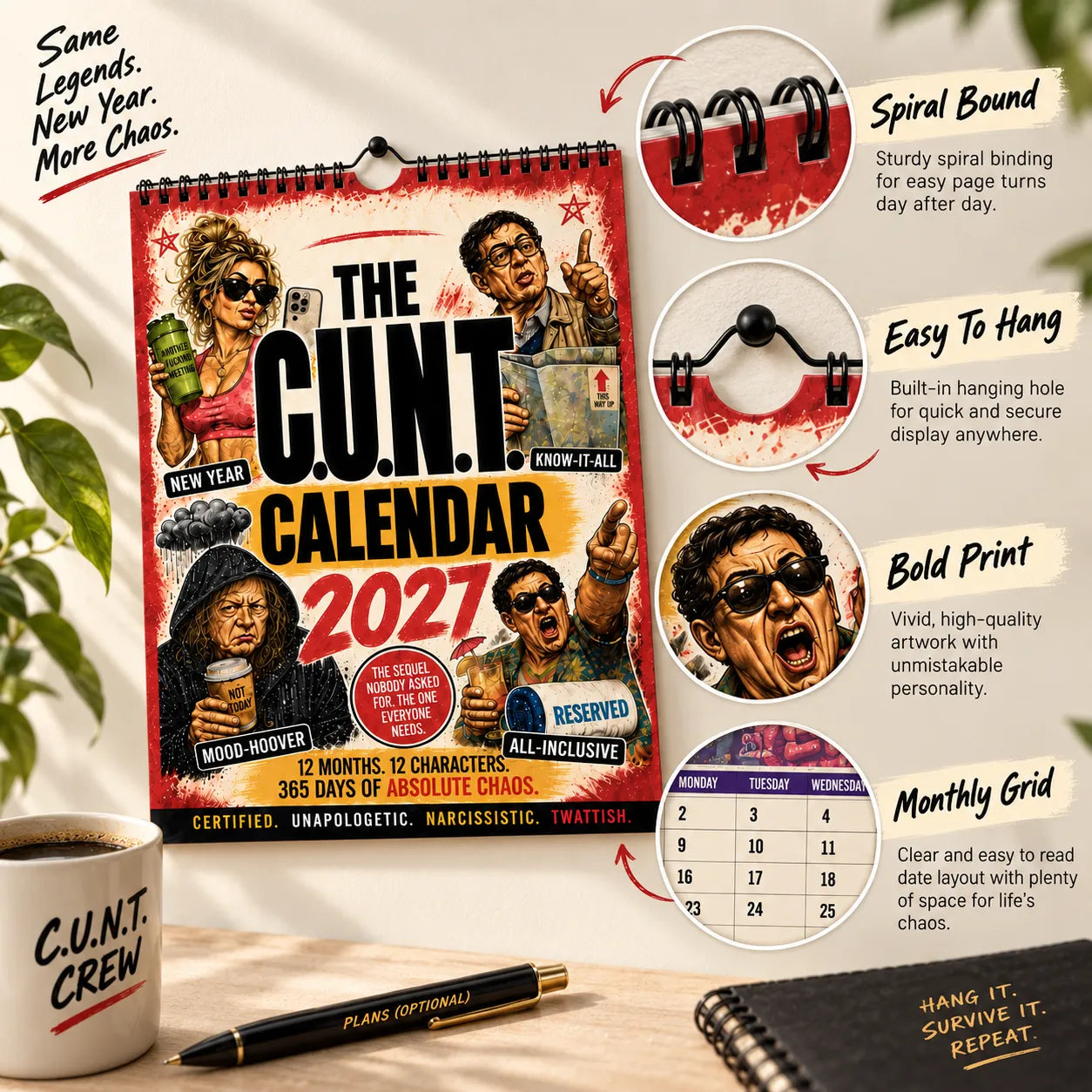 📅2027 C.U.N.T. Calendar 2.0 - The Calendar That Finally Has A Personality 😈