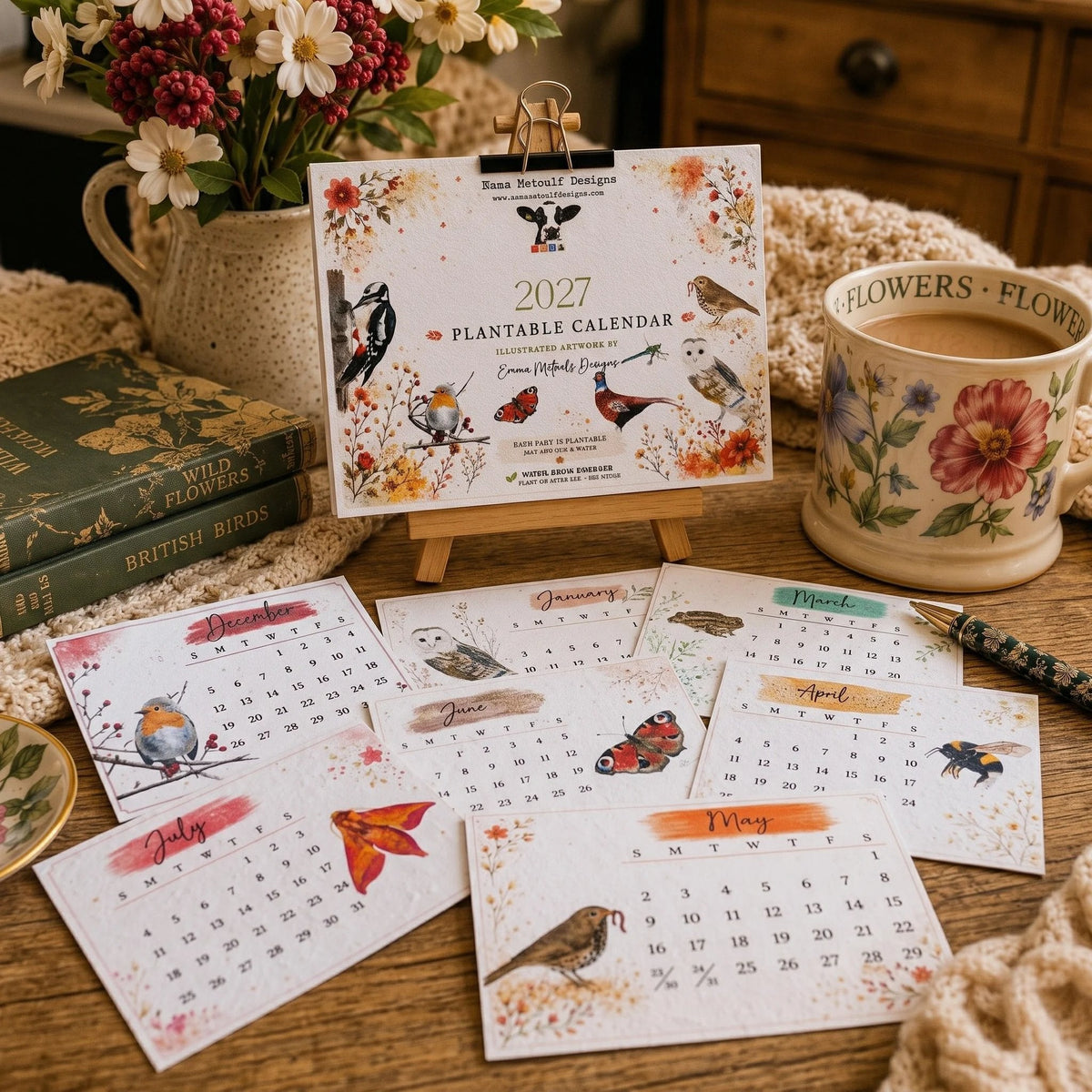 Plantable Wildflower Calendar 2027 – Seed Paper Desk Calendar