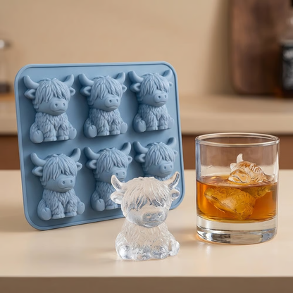 🐮 Mini Highland Cow Ice Cube Mold – Cute 6-Cavity 3D Ice for Drinks, Parties & Gifts