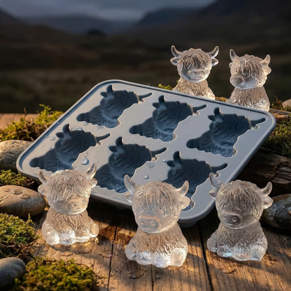🐮 Mini Highland Cow Ice Cube Mold – Cute 6-Cavity 3D Ice for Drinks, Parties & Gifts