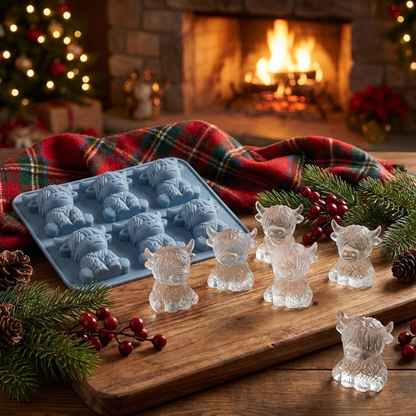 🐮 Mini Highland Cow Ice Cube Mold – Cute 6-Cavity 3D Ice for Drinks, Parties & Gifts