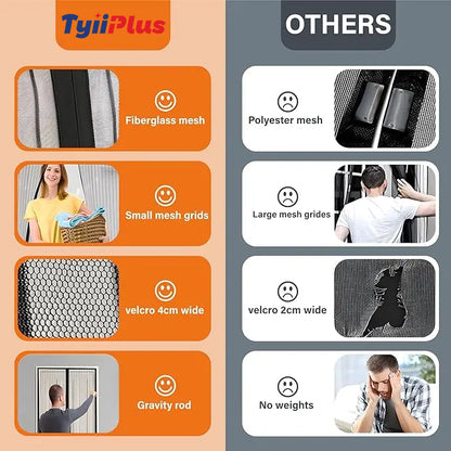Magnetic Screen Door – Self-Sealing Mesh Curtain, Hands-Free Entry, Easy Install, Pet & Kid Friendly