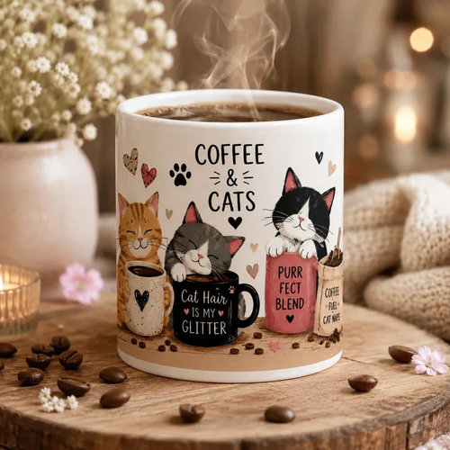 ☕🐱 Cozy Cat Coffee Mug, Cute Ceramic Cup for Cat Lovers
