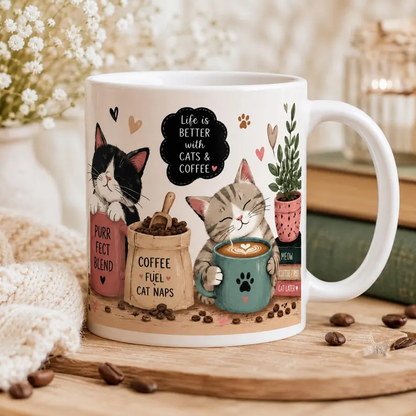 ☕🐱 Cozy Cat Coffee Mug, Cute Ceramic Cup for Cat Lovers