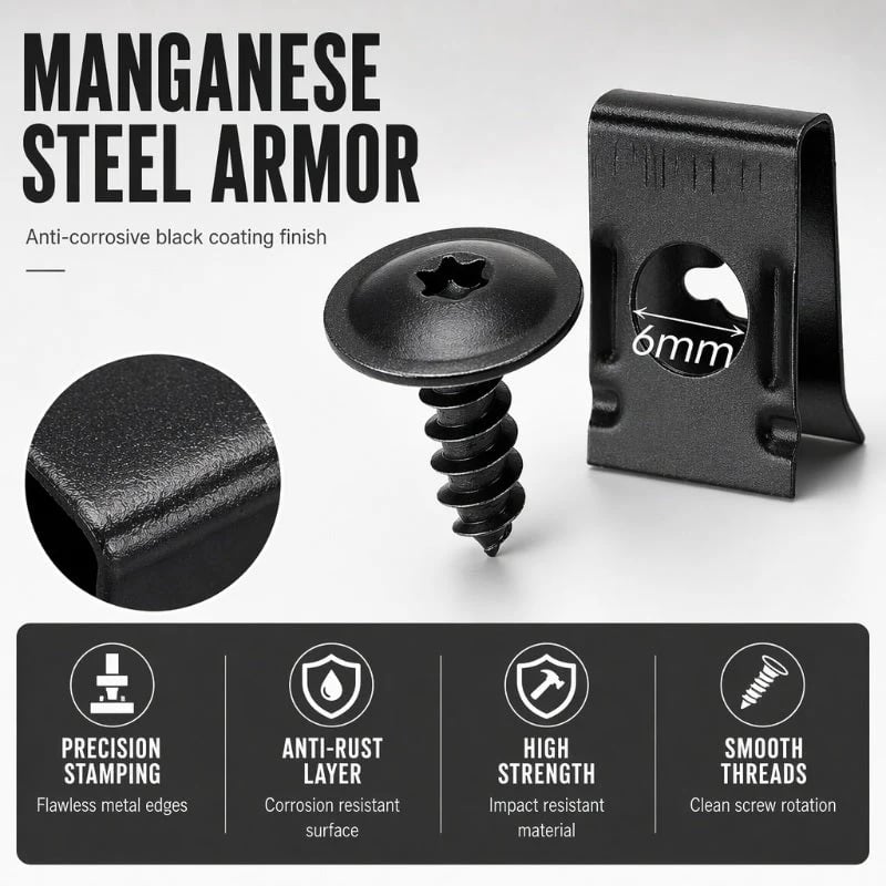 Universal Car Metal U-Type Clips and Screws Set