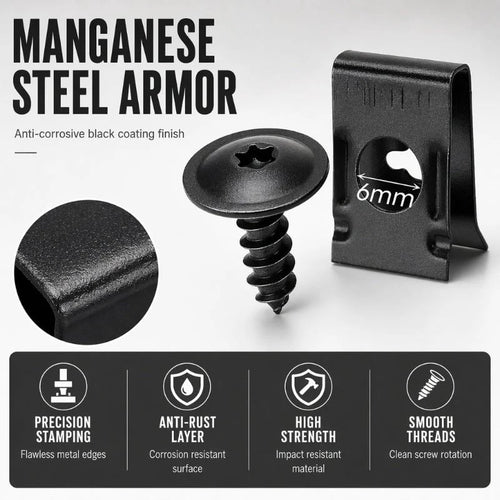 Universal Car Metal U-Type Clips and Screws Set