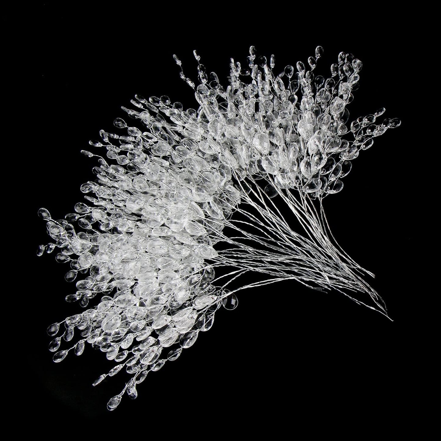 TYIIPLUS™ 50 Pcs Crystal Bead Floral Picks – Sparkling Decorative Stems for Bouquets & Home Decor