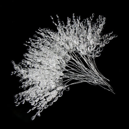 TYIIPLUS™ 50 Pcs Crystal Bead Floral Picks – Sparkling Decorative Stems for Bouquets & Home Decor