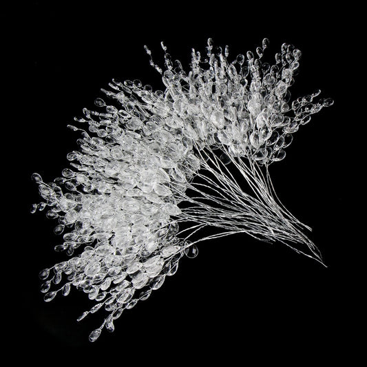 TYIIPLUS™ 50 Pcs Crystal Bead Floral Picks – Sparkling Decorative Stems for Bouquets & Home Decor