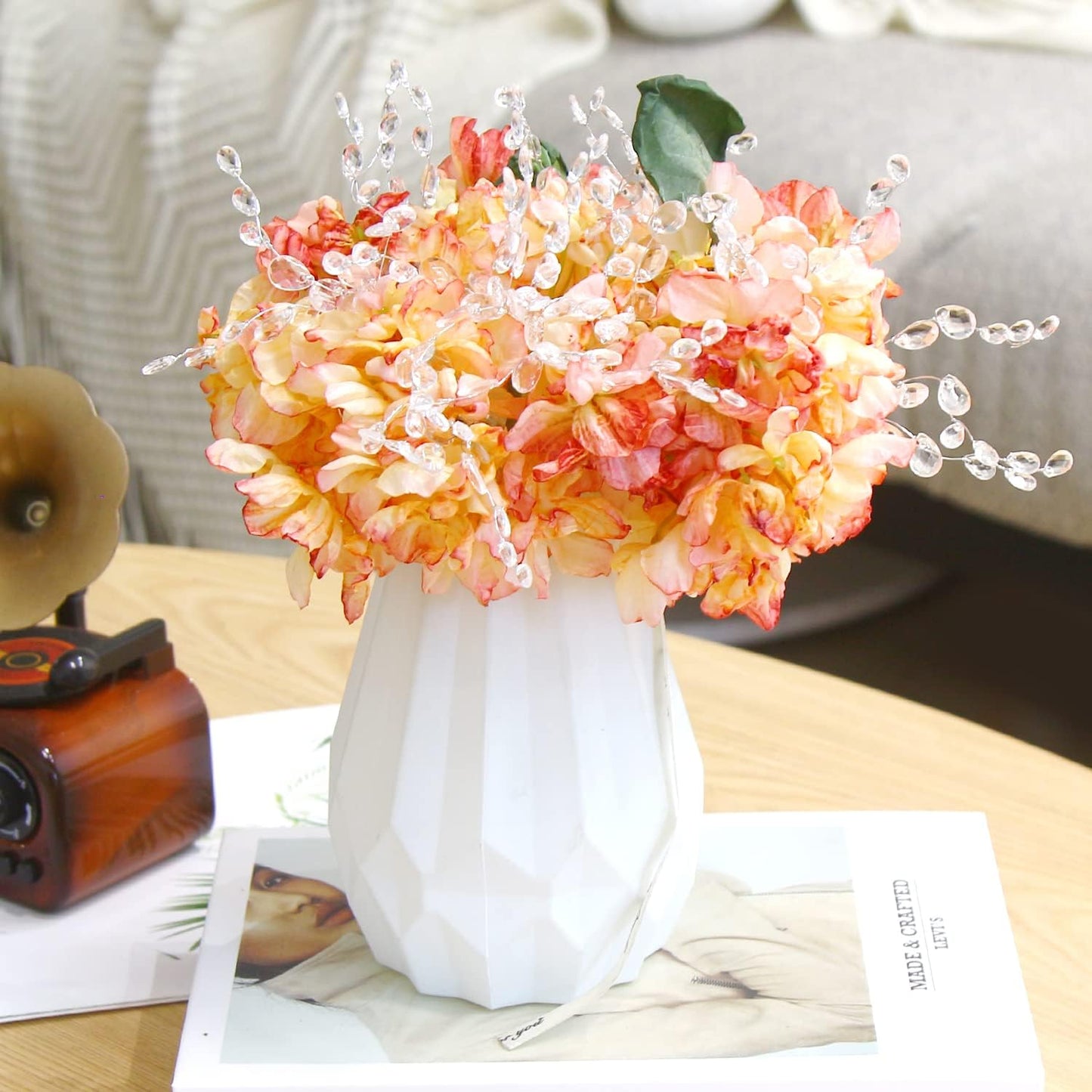 TYIIPLUS™ 50 Pcs Crystal Bead Floral Picks – Sparkling Decorative Stems for Bouquets & Home Decor