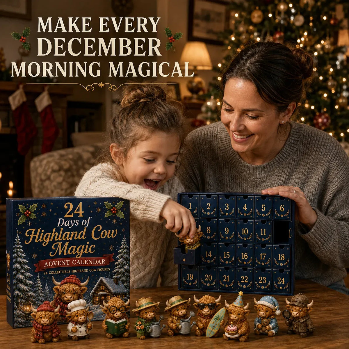 🐮 24 Days of Highland Cow Advent Calendar | 24 Unique Highland Cow Characters with Different Outfits, Hobbies & Personalities for a Cozy Christmas Countdown 🎄