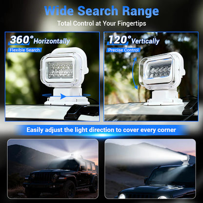 50W Remote Control 360° Rotating LED Searchlight