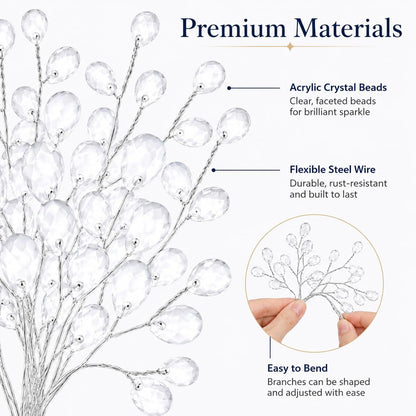 TYIIPLUS™ 50 Pcs Crystal Bead Floral Picks – Sparkling Decorative Stems for Bouquets & Home Decor