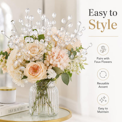 TYIIPLUS™ 50 Pcs Crystal Bead Floral Picks – Sparkling Decorative Stems for Bouquets & Home Decor
