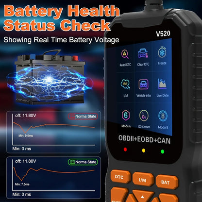 TYIIPLUS V520 OBD2 Scanner Car Diagnostic Tool, Code Reader with Live Data Stream, Battery Voltage Test & I/M Readiness for All OBDII Vehicles