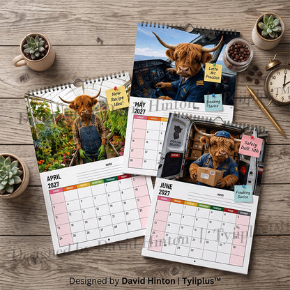 🐮 Highland Cows Working 2027 Calendar