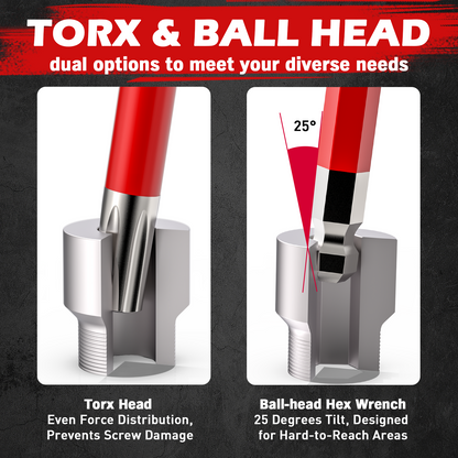 TYIIPLUS 30-Piece Long Arm Ball End L-Hex & Torx Key Set with Grip Handle