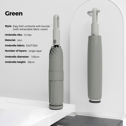 Portable Three-Fold Automatic Umbrella with Concealed Retractable Umbrella Cover