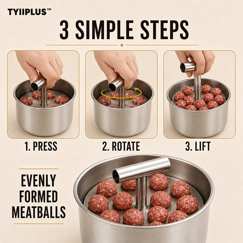 TYIIPLUS™ Stainless Steel Meatball Maker – 6/12-Cavity Manual Meatball Mold, Quick & Easy Meatball Making Tool