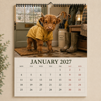 🐮 2027 Highland Cows Seasons Calendar
