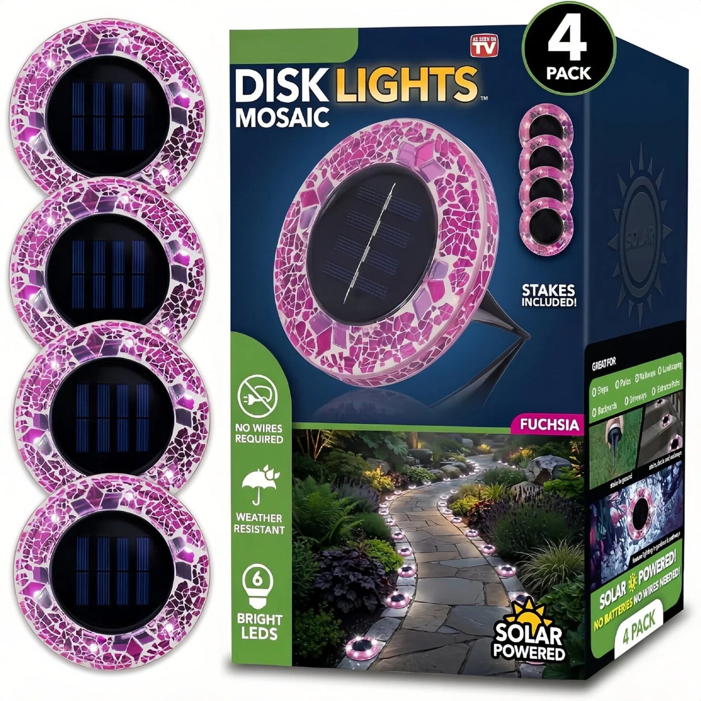 🛋️Solar Mosaic Lights – Waterproof LED Pathway Lights with Auto On/Off