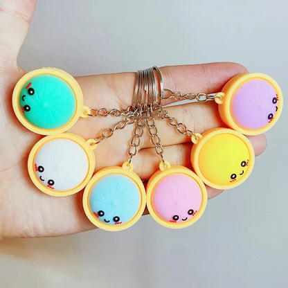 🥟 Cute Dumpling-Shaped Pressable Fidget Keychain (6PCS)
