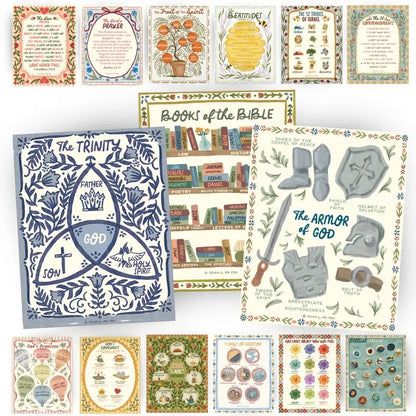 Bible Posters for Kids Classroom Set – 15 Christian Learning Posters