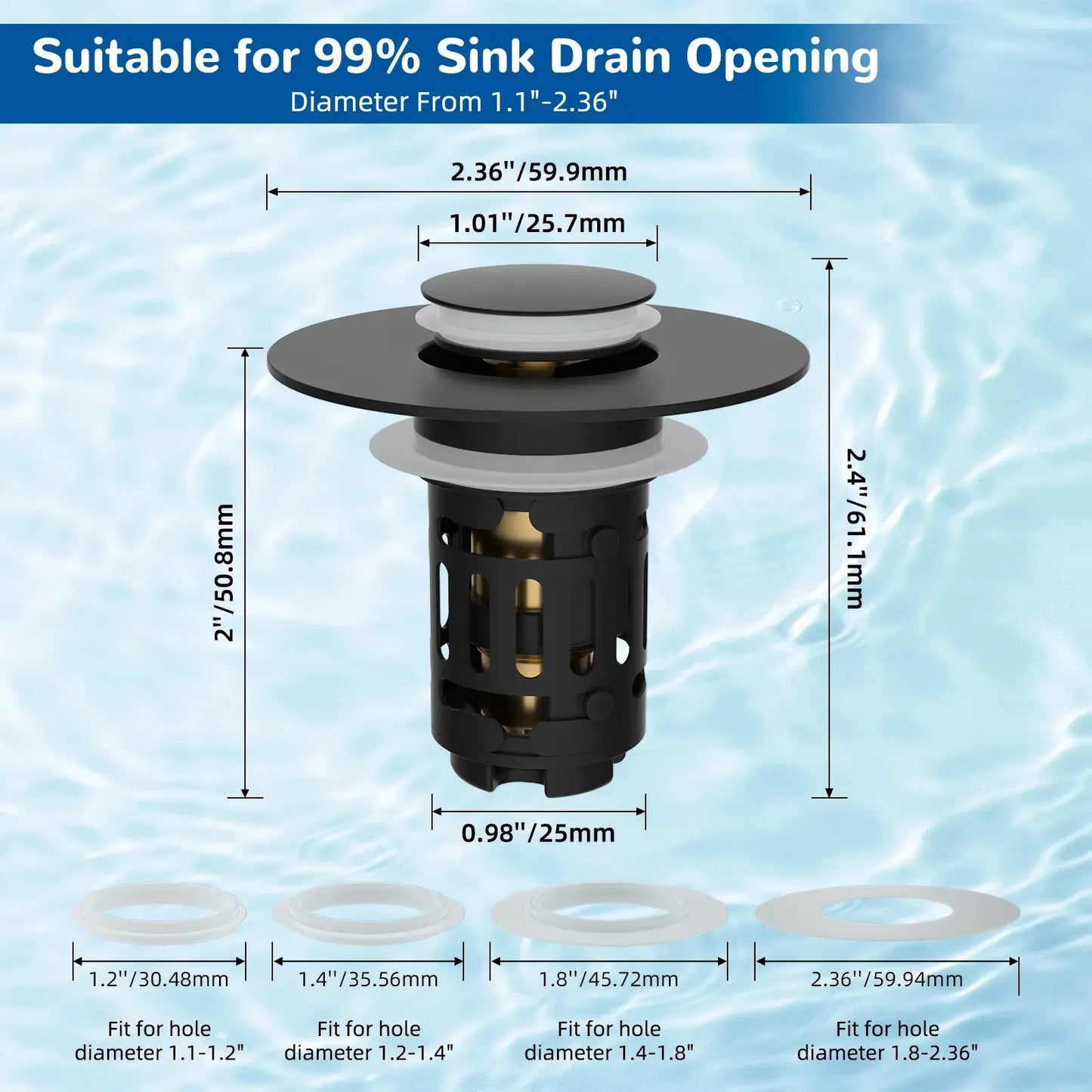 Upgraded 3-in-1 Bathroom Sink Drain Strainer Bathroom Decor Accessory
