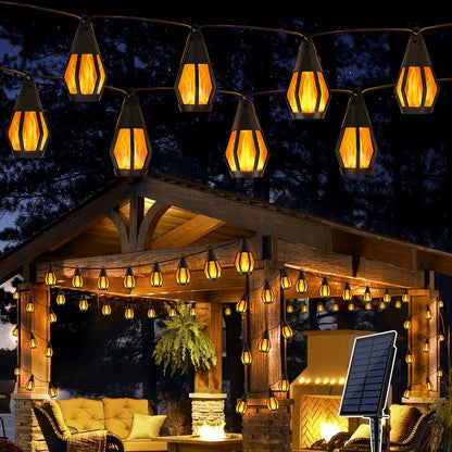 Solar Flickering Flame Hanging Lantern String Lights