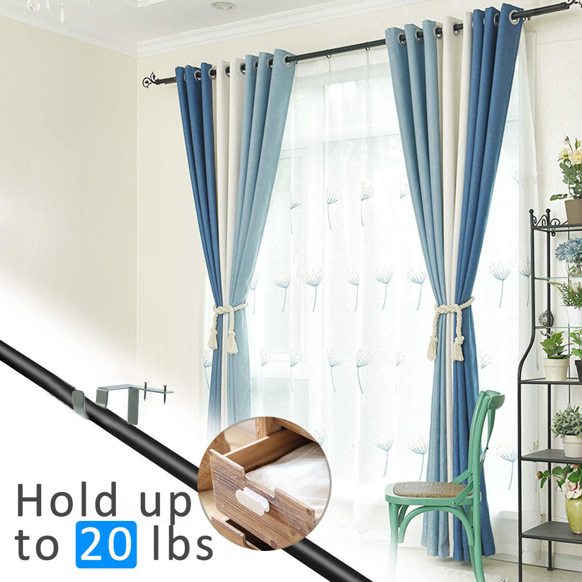 TYIIPLUS No-Drill Curtain Rod Brackets